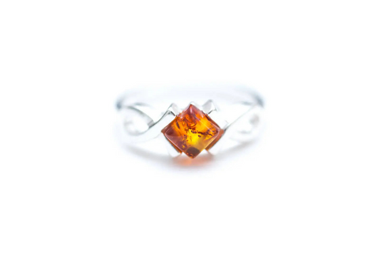 Amber Diamond Infinity Ring