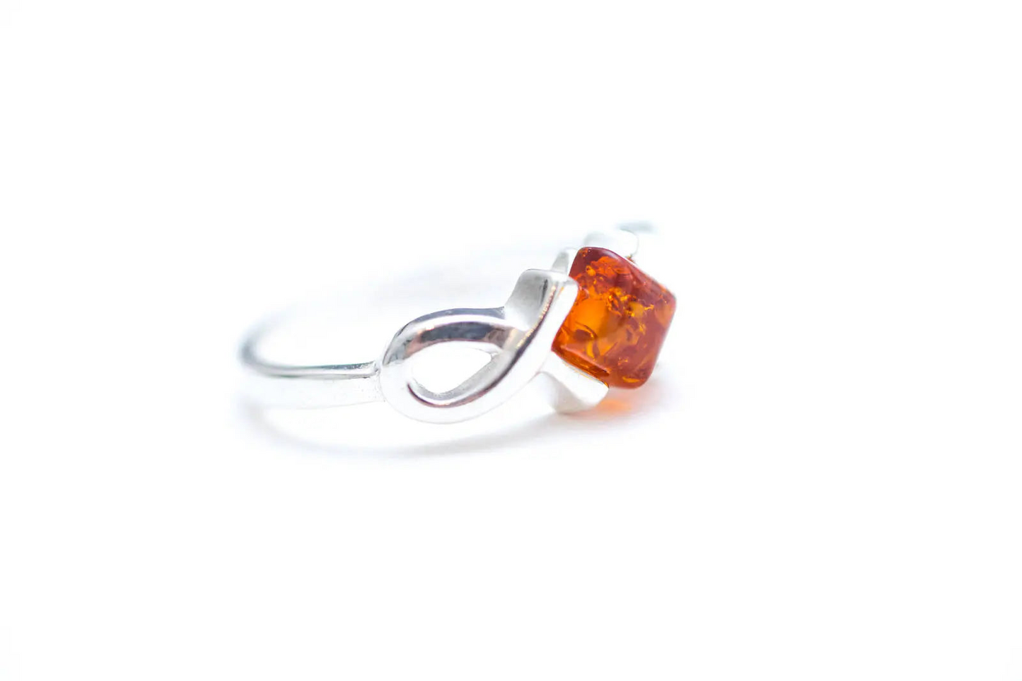 Amber Diamond Infinity Ring