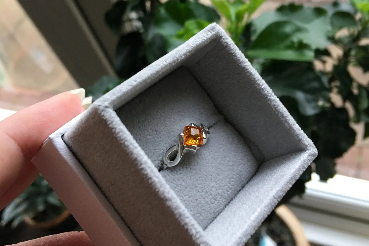 Amber Diamond Infinity Ring