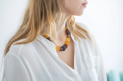 Multicolour Amber Disc Necklace