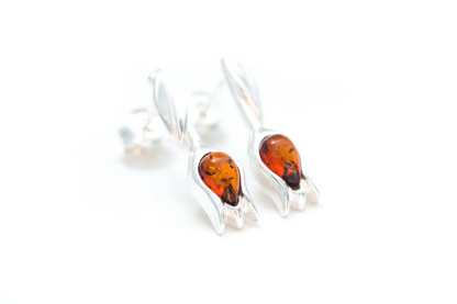 Amber Tulip Stud Earrings