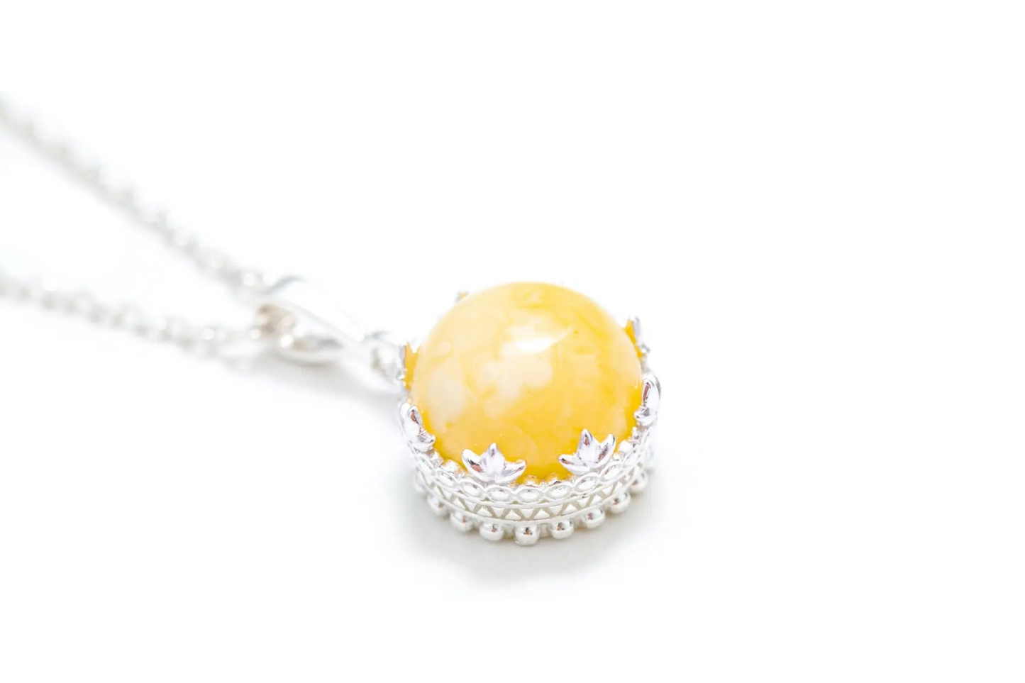 Yellow Amber Princess Crown Pendant