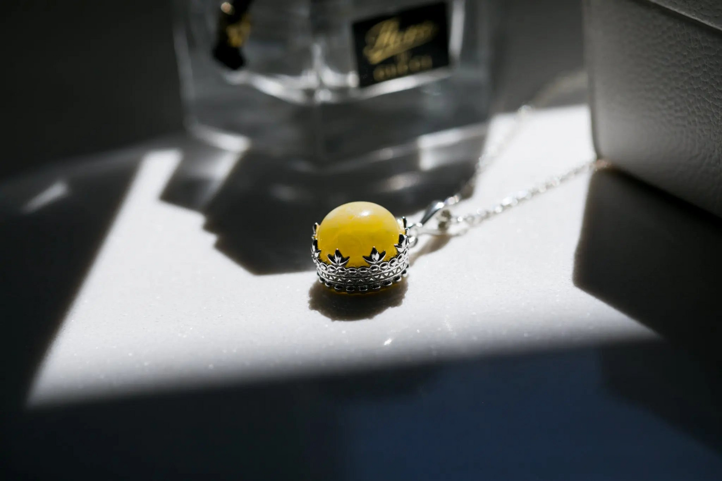 Yellow Amber Princess Crown Pendant