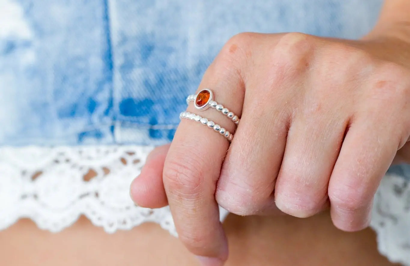 Amber Bubble Stacking Ring