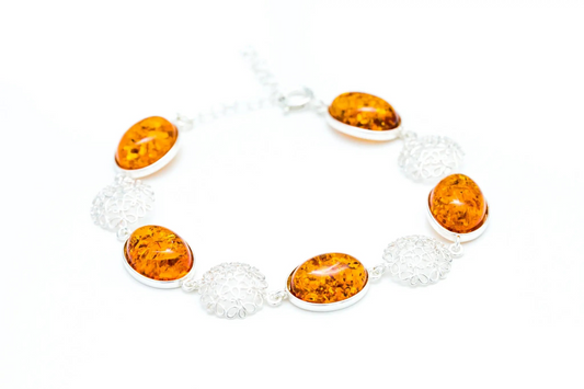 Alternating Filigree Statement Amber Bracelet