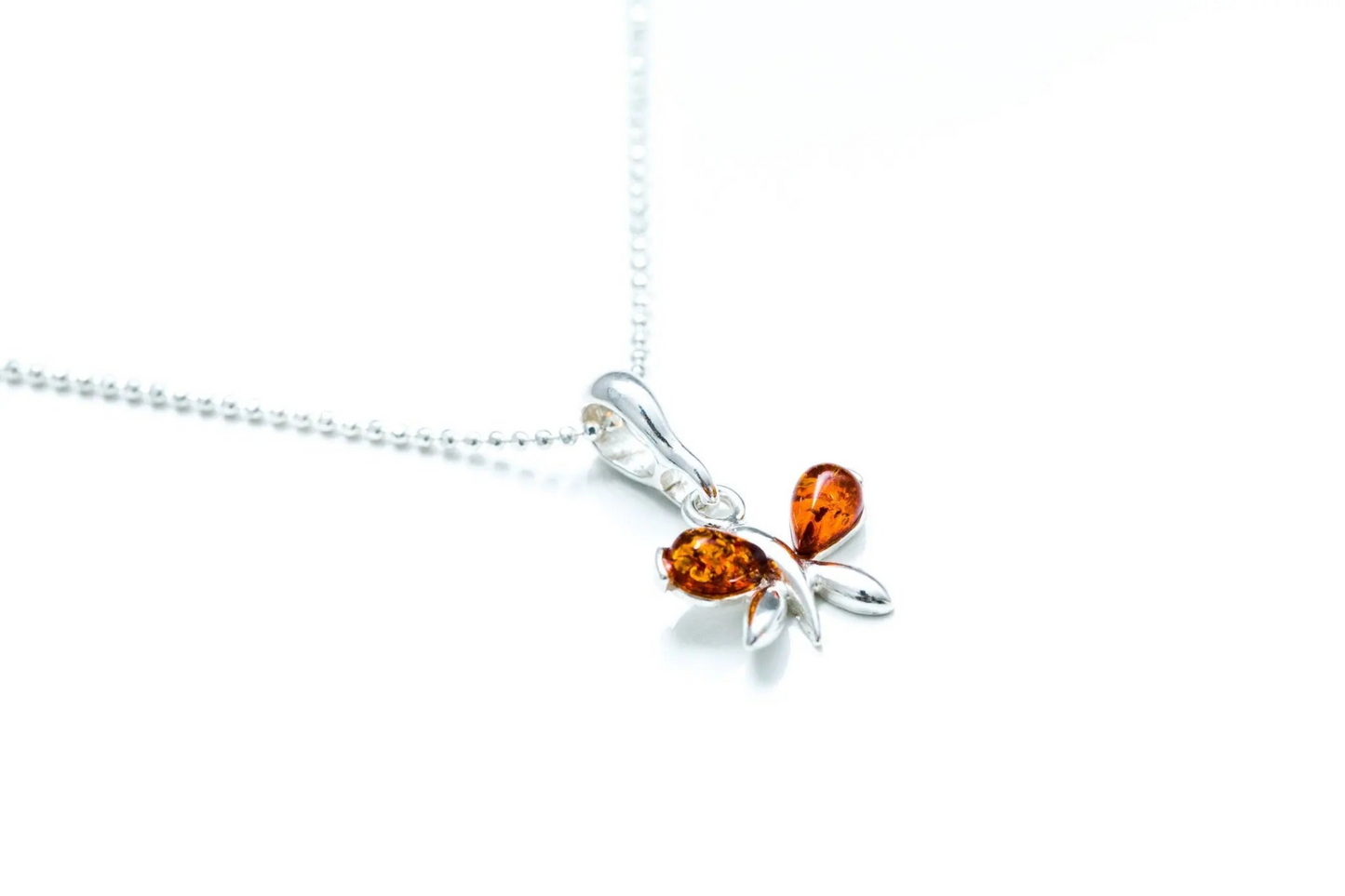 Tiny Amber Butterfly Necklace