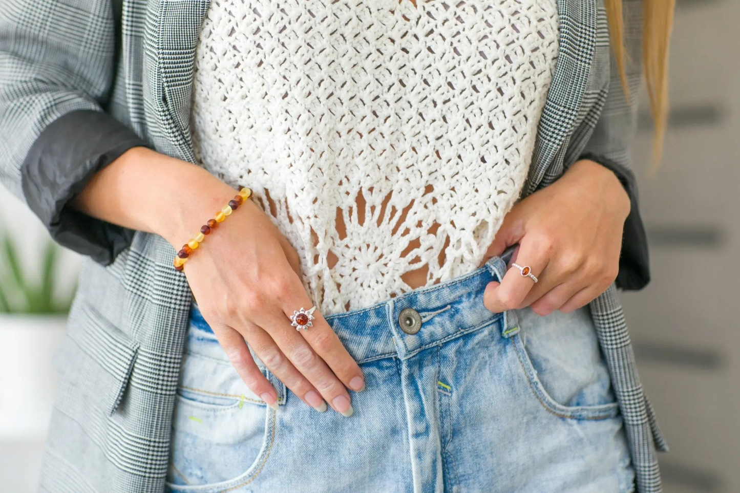 Colourful Amber Nugget Bead Bracelet