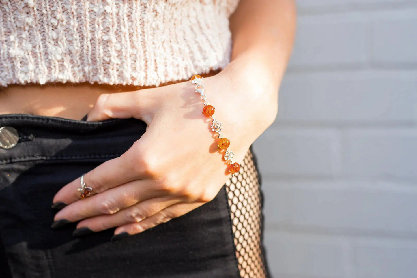 Lucky Clover Amber Bracelet