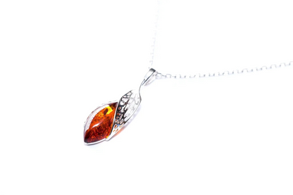 Fancy Top Amber & Silver Pendant