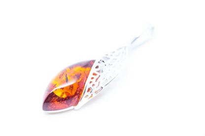 Fancy Top Amber & Silver Pendant