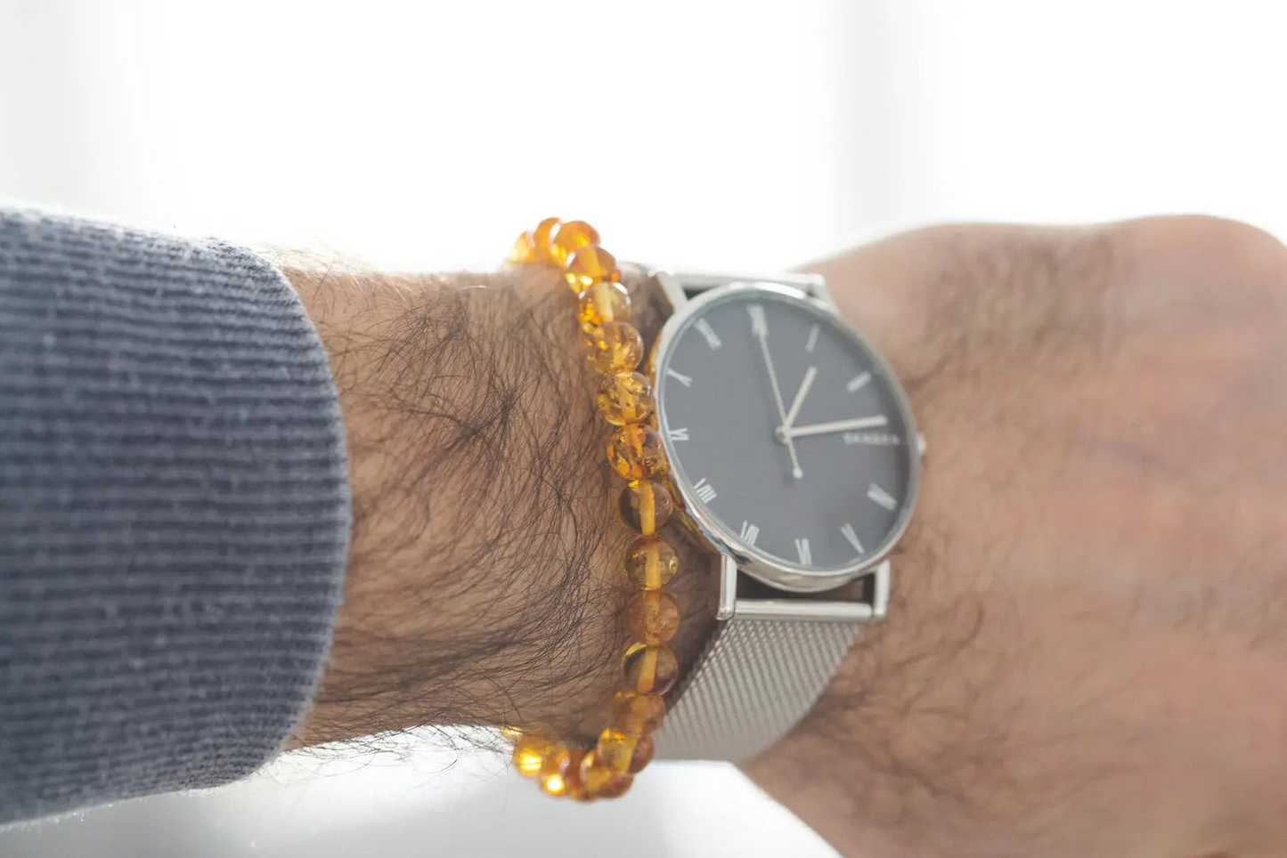 Honey Amber Sphere Bead Bracelet