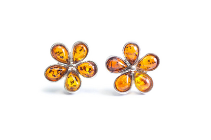 Amber Daisy Stud Earrings