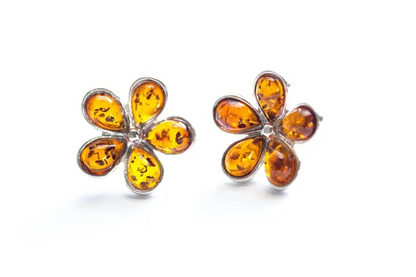 Amber Daisy Stud Earrings