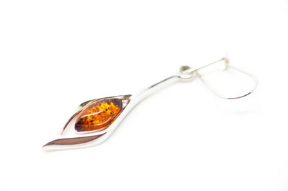 Small Droplet Amber Dangle Earrings