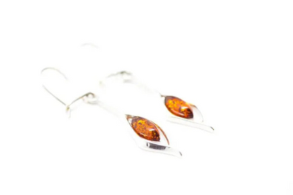 Small Droplet Amber Dangle Earrings