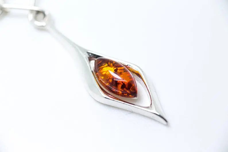 Small Droplet Amber Dangle Earrings