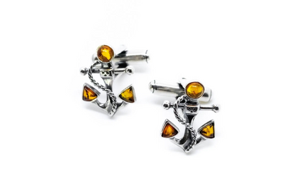 Amber Anchor Rope Cufflinks