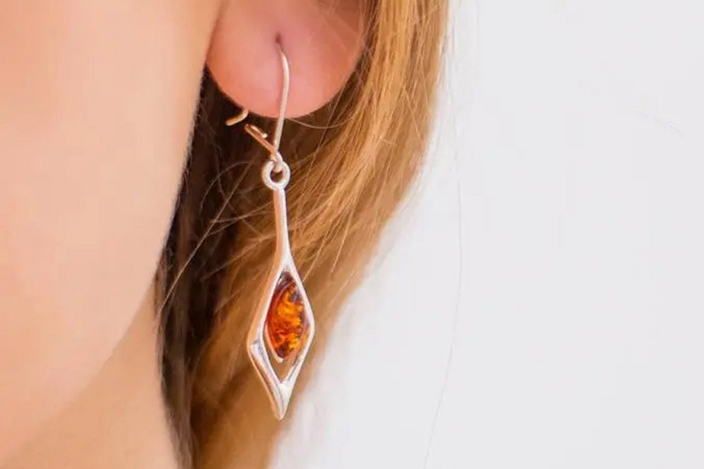 Small Droplet Amber Dangle Earrings